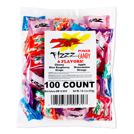 ZOTZ Zotz Fizz Power Candy 100 Count Assorted Bag, PK12 0571